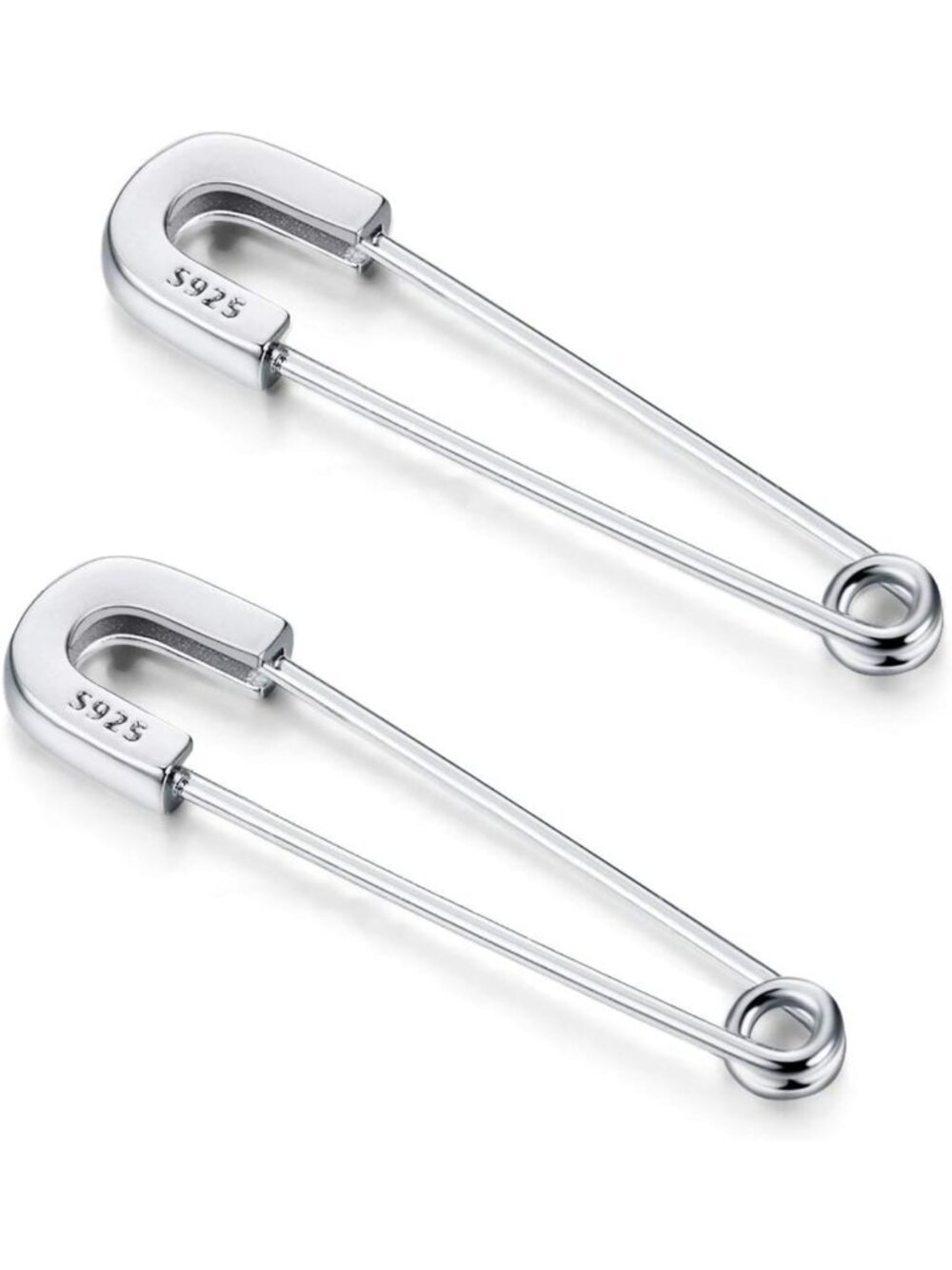 Trendy 925 Sterling Silver Safety Pin Earrings - Lightweight Punk Cartilage